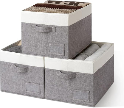 GRANNY SAYS Storage Baskets for Shelves, Fabric Storage Bins for Clothes, Closet Organization Bins, Collapsible Storage Bins with Handles, Decorative Storage Box, Large, 3-Pack
