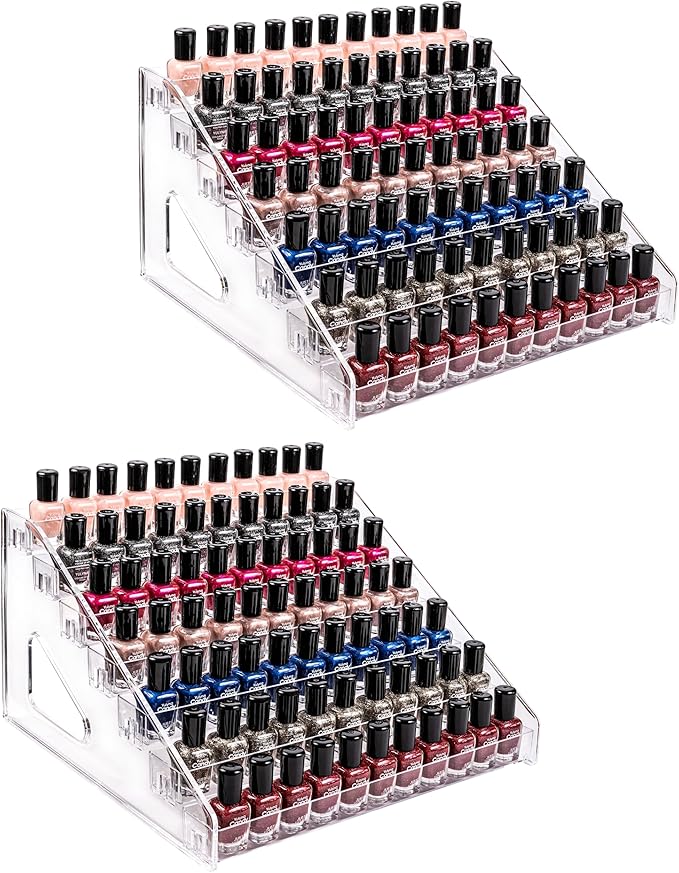 Pero Pero Nail Polish Organizer Acrylic Display Rack for Nail Polish Holder Sunglasses Organizer Essential Oils Holder Clear Eyeglasses Display Case Makeup Organizer