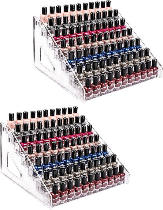 Pero Pero Nail Polish Organizer Acrylic Display Rack for Nail Polish Holder Sunglasses Organizer Essential Oils Holder Clear Eyeglasses Display Case Makeup Organizer