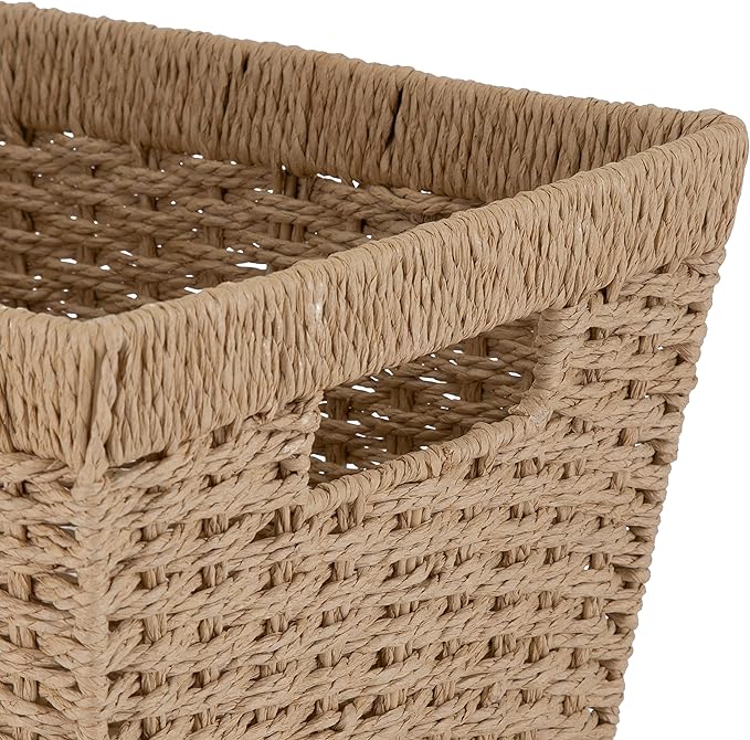 Simplify Large Storage Basket | Dimensions: 15"x 13"x 10" | Dutch Weave Design | Storage Organization | Paper Rope Material | Great Closets | Display