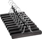 ZOBER High-Grade Wooden Non Slip Skirt Hangers with 360 Swivel Hook (Black, 10 Pack)