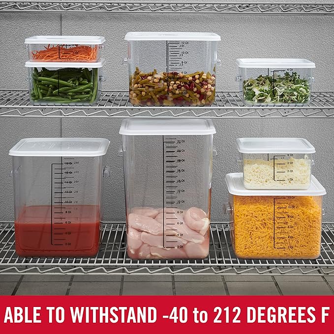 Rubbermaid Commercial Products Space Saving Square Food Storage Container 12 Quart Clear for Kitchen/Sous Vide/Meal Prep,(Pack of 6)