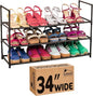Sundaze Shoe Rack - 3 Tier Shoe Rack for Front Door Entrance, Sturdy Long Shoe Organizer for Closet, Bedroom, Entryway, Garage, Non Woven Fabric Shelf, Black, Holds Up to 15 Pairs