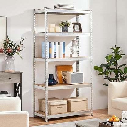 Topeakmart 3PCS 5-Tier Utility Shelves, Metal Storage Shelves Garage Shelving Unit Adjustable Garage Storage Shelves Storage Racks Heavy Duty Shed Shelving- Silver, 35.5 x 17.5 x 72 Inch