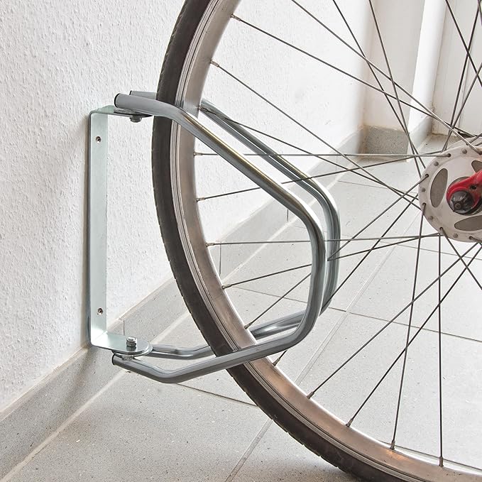 Relaxdays Wall Mounted Carrier 4 Bicycle Parking Brackets Steel 180° Swivel 32.5 x 9 x 29.5 cm Silver, Metal, 4 Supporti