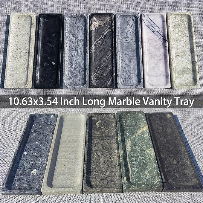 Vintage Marble Storage Vanity Tray: 10.6” x 3.5” Rectangular Decorative Tray for Bathroom Kitchen Dresser Desk Jewelry Holder Home Decor, Galactic Stars