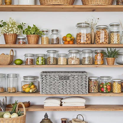 GRANNY SAYS Wicker Storage Baskets for Shelves, Waterproof Wicker Baskets for Organizing, Woven Basket for Shelves, Decorative Basket for Living Room, Grey