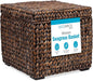 BIRDROCK HOME Storage Cube Box with Lid - Brown Wash Seagrass - Large Hand Woven Floor Container for Blankets Pillows - Sturdy Metal Frame