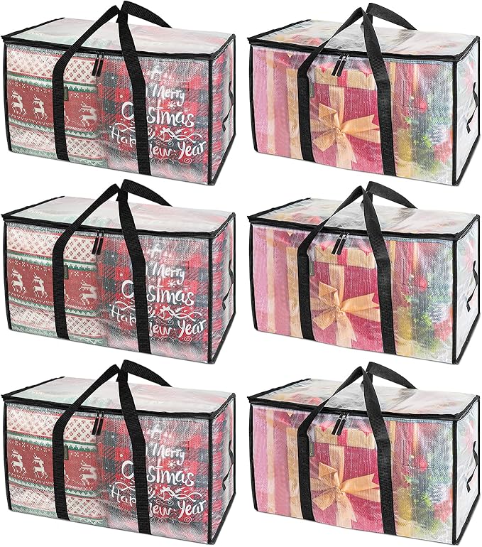 BALEINE 6-Pack Oversized Moving Bags with Reinforced Handles + 40" Translucent Garment Bags (12PK)