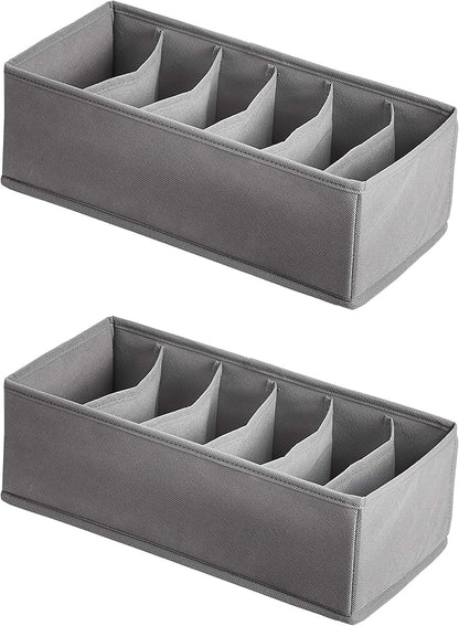 Amazon Basics Underwear Drawer Organizer Dividers for Closet Organization and Storage, Fits Perfectly in Dresser, 2-Pack, Gray | Pack of 2