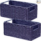 Vagusicc Wicker Storage Basket, Set of 2 Hand-Woven Paper Rope Wicker Basket, Small Storage Baskets for Organizing Toilet Paper, Foldable Small Cube Organizer Bins for Shelves (Purple)