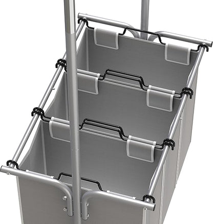 Simple Houseware 3 Bags Laundry Sorter with Extensible Clothes Hanging Rod