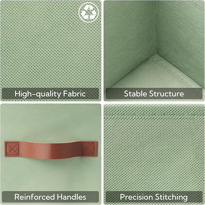 GRANNY SAYS 11 Inch Cube Storage Bins, Collapsible Fabric Storage Cubes with Handle, Closet Baskets for Organization, Storage Cubes for Shelves, Closet, Sage Green, 6-Pack