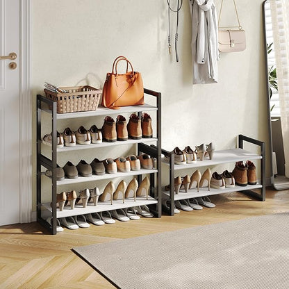6-Tier Shoe Rack Organizer, Zero-Wobble Metal Frame with Screw-Fastened Joints, 11.8" Deep Heel-Friendly Non-Woven Shelves, Stackable Shoe Storage for Closet & Entryway
