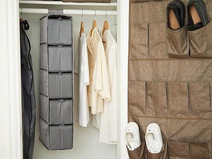 Covermates Keepsakes Hanging Shoe Organizer Set – Heavy Duty Closet Shelves for Shoes, Sweaters, and Accessories – Includes Trays with Dividers – Vertical Wardrobe Storage, Grey Heather