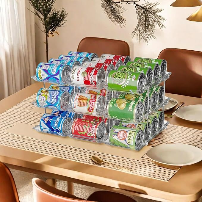 Jsyrjing Can Organizer for Pantry and 2 Pack Adjustable Width Soda Can Dispense for Refrigerator