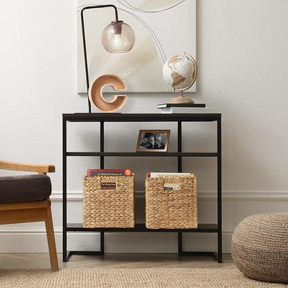 Casafield 10.5" x 10.5" Water Hyacinth Storage Baskets, Natural - Set of 4 Collapsible Cube Organizers, Woven Bins for Bathroom, Bedroom, Laundry, Pantry, Shelves
