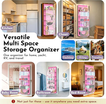 PAULONE 6-Tier Over Door Organizer 71" Tall – Hanging Storage with 2 Sizes of Large Deep Pockets (24.3" W x 8.9" D), 98 lbs Capacity, for Bedroom Closet, Bathroom, Nursery & Kitchen