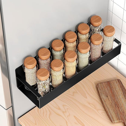 Vetacsion 4 Pack Moveable Fridge Magnetic Spice Racks,Metal Black