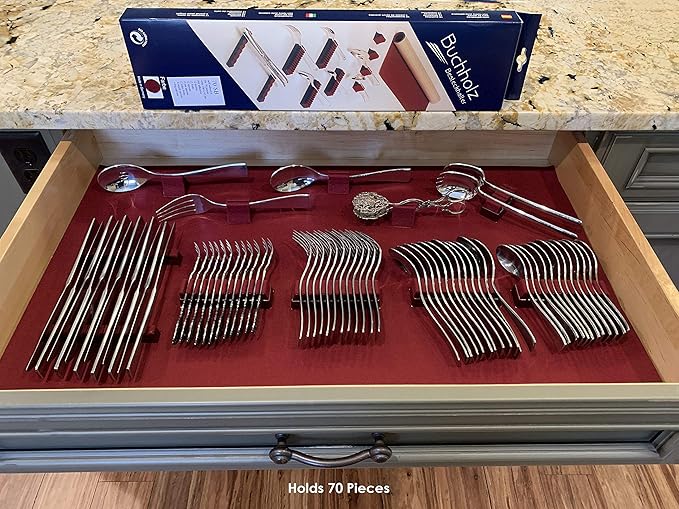 Silverware Drawer Lining Kit in Maroon - Holds 70 Pieces