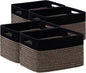 UBBCARE 4 Pack Storage Baskets for Organizing, Shelf Baskets with Handles, Woven Storage Baskets for Bookcase/Cube Shelf/Closet, 14.5"L x 9.8"W x 9"H, Black&Brown