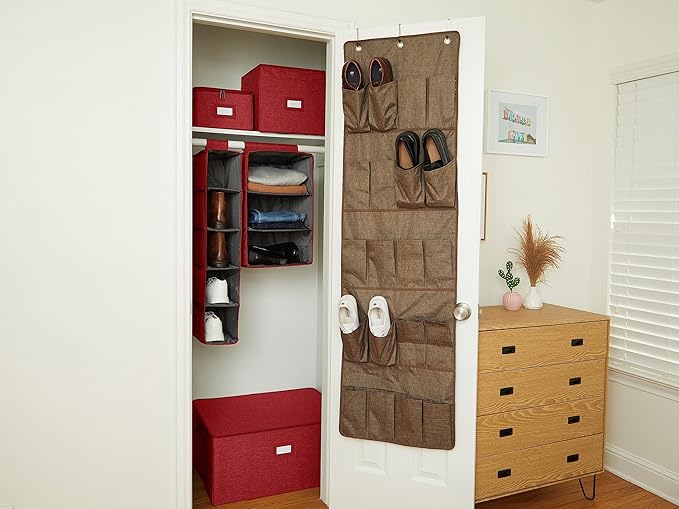 Covermates Keepsakes Hanging Shoe Organizer - Heavy Duty Material, Sturdy Interior Shelves - Closet Storage, Red Heather