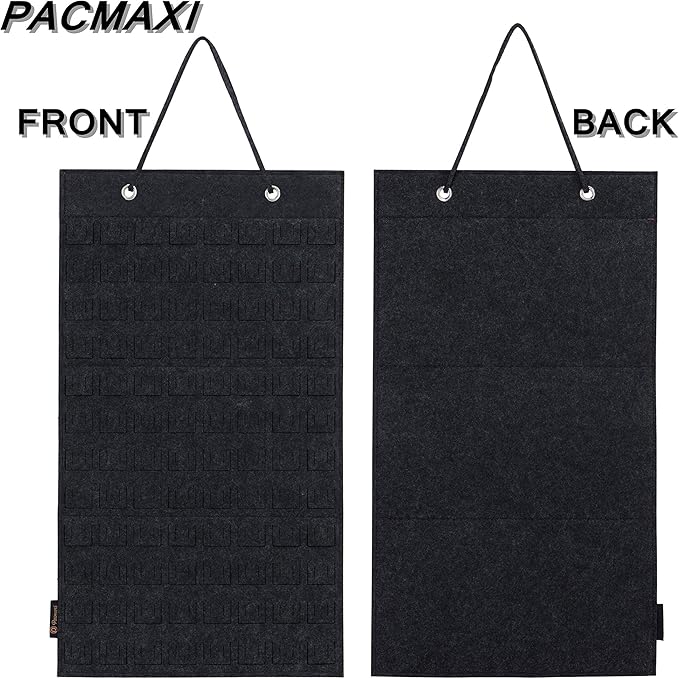 PACMAXI Hanging Brooch Pin Organizer, Display Pins Storage Case, Brooch Collection Storage Holder, Holds Up to 96 Pins.(Not Include Any Accessories) (S-96 Slots, Dark gray, Small)
