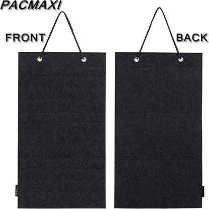 PACMAXI Hanging Brooch Pin Organizer, Display Pins Storage Case, Brooch Collection Storage Holder, Holds Up to 96 Pins.(Not Include Any Accessories) (S-96 Slots, Dark gray, Small)