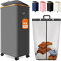 Laundry Hamper with Wheels, 110L Large Clothes Hamper with Removable Inner Bag, Collapsible Dirty Clothes Basket for Dorm, Rolling Dirty Clothes Basket for, Bedroom, Bathroom, Laundry Room
