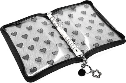 Chillpaper Enamel Pin Display Book Collection Trading Book Portable Brooch Pins Holder Storage Organizer Case Zippered (Black Heart Lace)