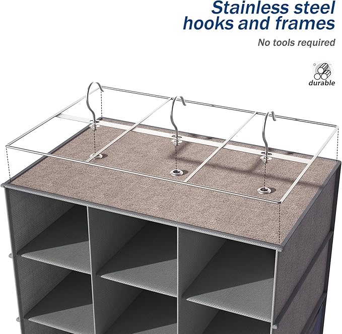 Libeder 30 Section Hanging Shoe Organizer for Closet, Hanging Closet Organizers with 6 Side Mesh Pockets, Shoe Storage Hanging Shoe Rack, Space Saving Shoe Holder