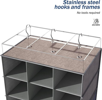 Libeder 30 Section Hanging Shoe Organizer for Closet, Hanging Closet Organizers with 6 Side Mesh Pockets, Shoe Storage Hanging Shoe Rack, Space Saving Shoe Holder