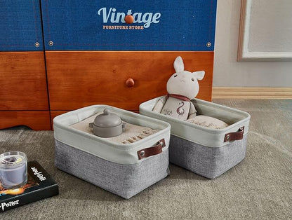 DECOMOMO Small Storage Basket, Closet Storage Bins, Baskets for Organizing Shelves (Grey & White, Small - 6 Pack)