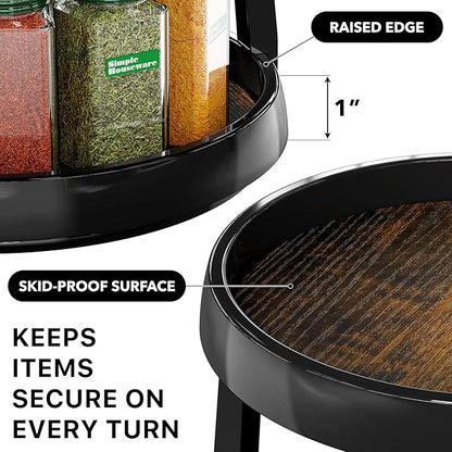 Simple Houseware 2-Tier Lazy Susan Spice Organizer, 10-Inch Diameter, Rustic Brown