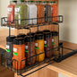 Simple Houseware 2-Tier Spice Rack Slide Out Wire Basket Drawer Organizer, Black