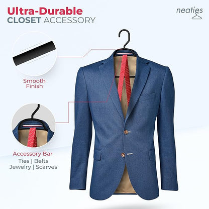 Large & Wide Heavy Duty Clothes Hangers 36 Pack – Made in USA – Ideal for Plus Size Clothing – 10lb Plastic Hangers with Notches for Oversized Adult Coats & Pants – Black