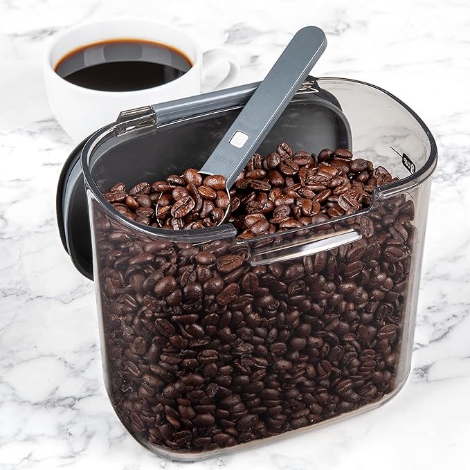 Progressive ProKeeper International Clear Plastic Airtight Food Baker's Kitchen Storage Organization Container Canister Set with Magnetic Accessories (Coffee 2-Quart)