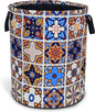 Mexican Tiles Pattern Laundry Basket Mandala Flowers Foldable Oxford Cloth Funny Tote Bag Laundry Hamper Clothes Storage Bucket Toy Organizer For Bathroom/Laundry Storage/Bedroom 17.7x13.7