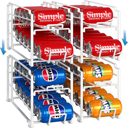 Simple Houseware Soda Can Organizer Stackable Rack Dispenser for Pantry/Refrigerator, White, 4 Pack