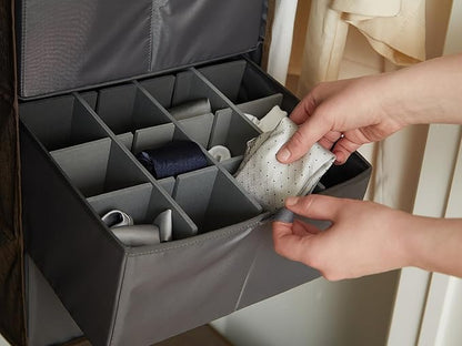 Covermates Keepsakes Hanging Closet Organizer Set – Heavy Duty Wardrobe Storage Shelves with Trays & Dividers – Vertical Dresser for Sweaters, Shoes, and Handbags, Brown Heather