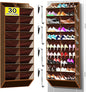 Kotkn 10-Tier Over the Door Shoe Organizer, 20 Pockets Holds 20-30 Pairs, Heavy-Duty Oxford Fabric with Hexagon Mesh for Boots & Sneakers-Coffee Brown