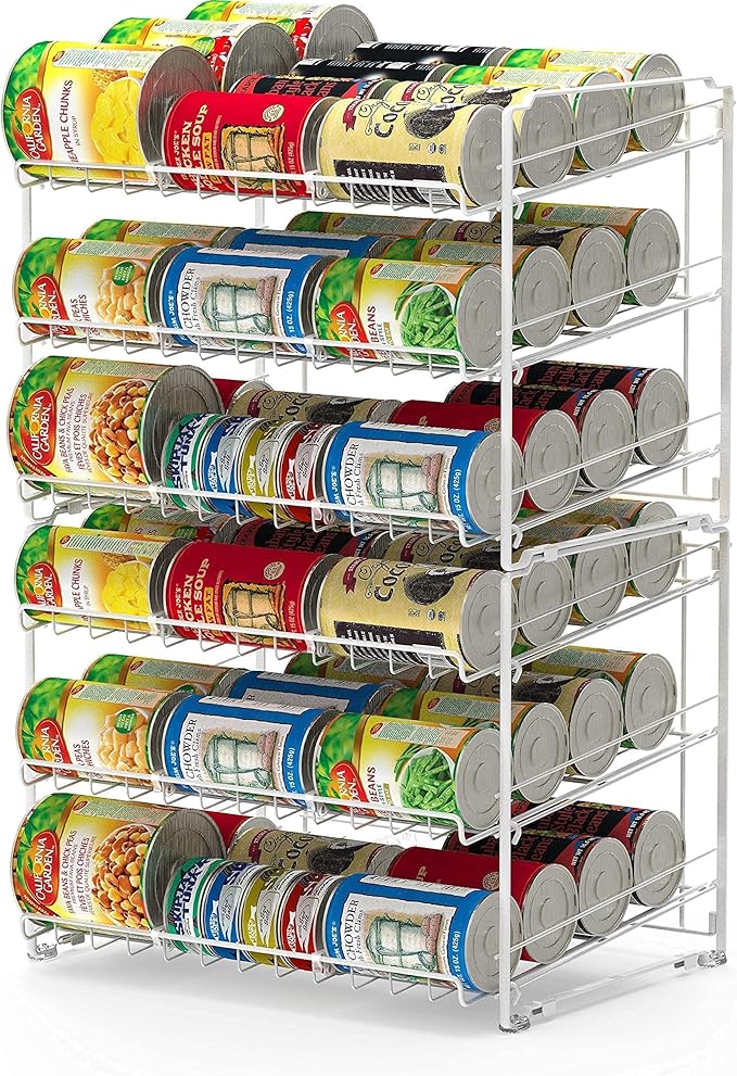 Simple Houseware Stackable Can Rack Organizer + Soda Can Dispenser Organizer, White