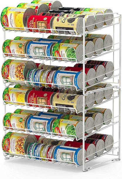Simple Houseware Stackable Can Rack Organizer + Soda Can Dispenser Organizer, White