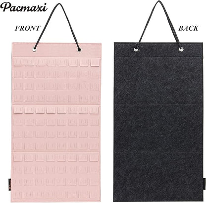 PACMAXI Hanging Brooch Pin Organizer, Display Pins Storage Case, Brooch Collection Storage Holder, Holds Up to 96 Pins.(Not Include Any Accessories) (S-96 Slots, Pink, Small)