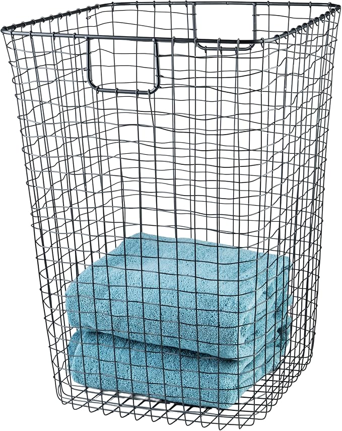 G.E.T. WB-301-MG Heavy Duty Iron Wire Utility Storage Basket, Square, 16.5" x 16.5" x 25"