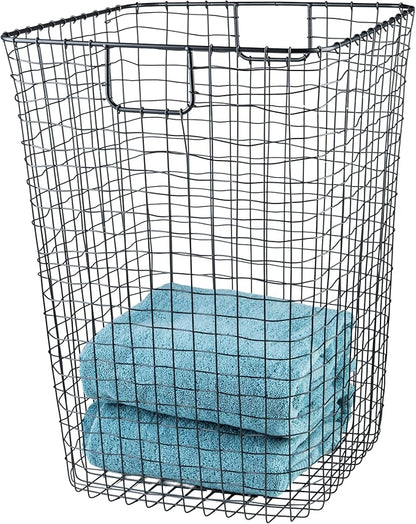 G.E.T. WB-301-MG Heavy Duty Iron Wire Utility Storage Basket, Square, 16.5" x 16.5" x 25"