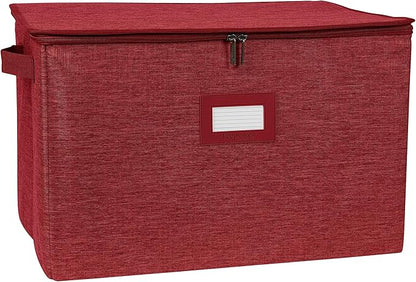 Covermates Platter Storage Box – Serveware & China Storage Container with Dual Zippers, ID Window, Reinforced Handles & Structured Walls for Platter, Dish & Serving Tray Protection, Red Heather