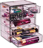Sorbus Acrylic Makeup Organizer Set, 7-Drawer Vanity & Countertop Cosmetic Storage with Small & Wide Drawers, Purple Makeup Storage for Brushes, Lipsticks, Jewelry – Holiday Gift for Women & Teens