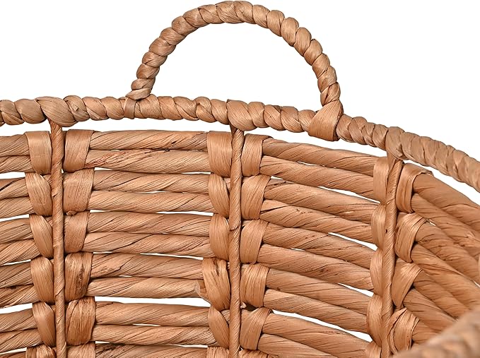 happimess BSK1003D Laurel 19.49" Bohemian Handwoven Abaca Hamper Basket with Handles, Seagrass Container for Decoration in Bedroom, Living Room, Laundry Room, Entryway, Natural, Natural/Black