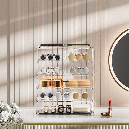 888 TIAN LUN Acrylic Clear Large Makeup Organizer - Jewelry Holder Organizer, Perfect Make Up Organizers and Storage for Vanity, Bathroom (3 Large, 4 Small Drawers - Clear)